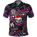 Merry Christmas Manly Warringah Sea Eagles Polo Shirt Aboriginal Santa Rugby Mascot - Silvertails