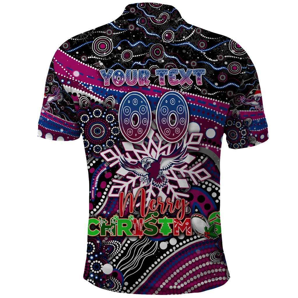 Merry Christmas Manly Warringah Sea Eagles Polo Shirt Aboriginal Santa Rugby Mascot - Silvertails