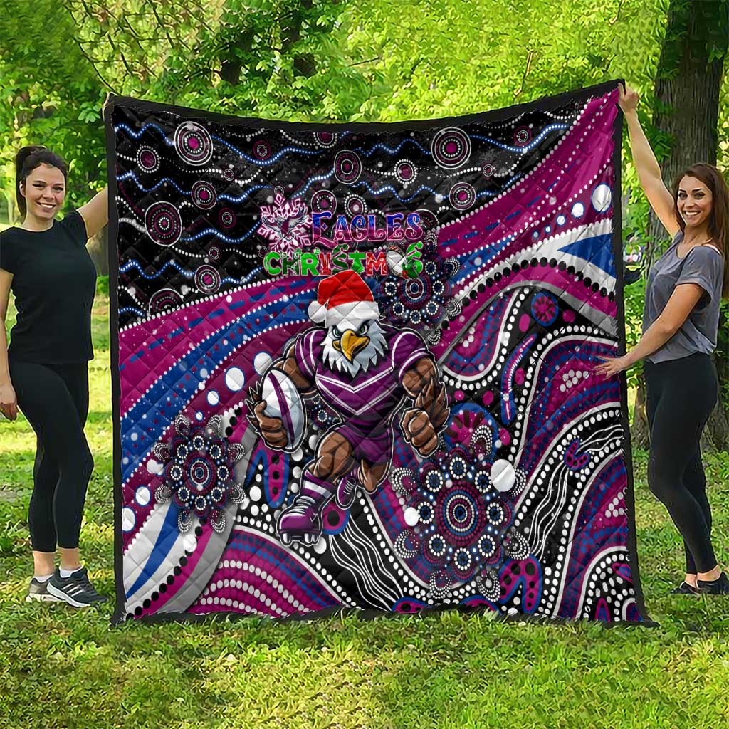 Merry Christmas Manly Warringah Sea Eagles Quilt Aboriginal Santa Rugby Mascot - Silvertails