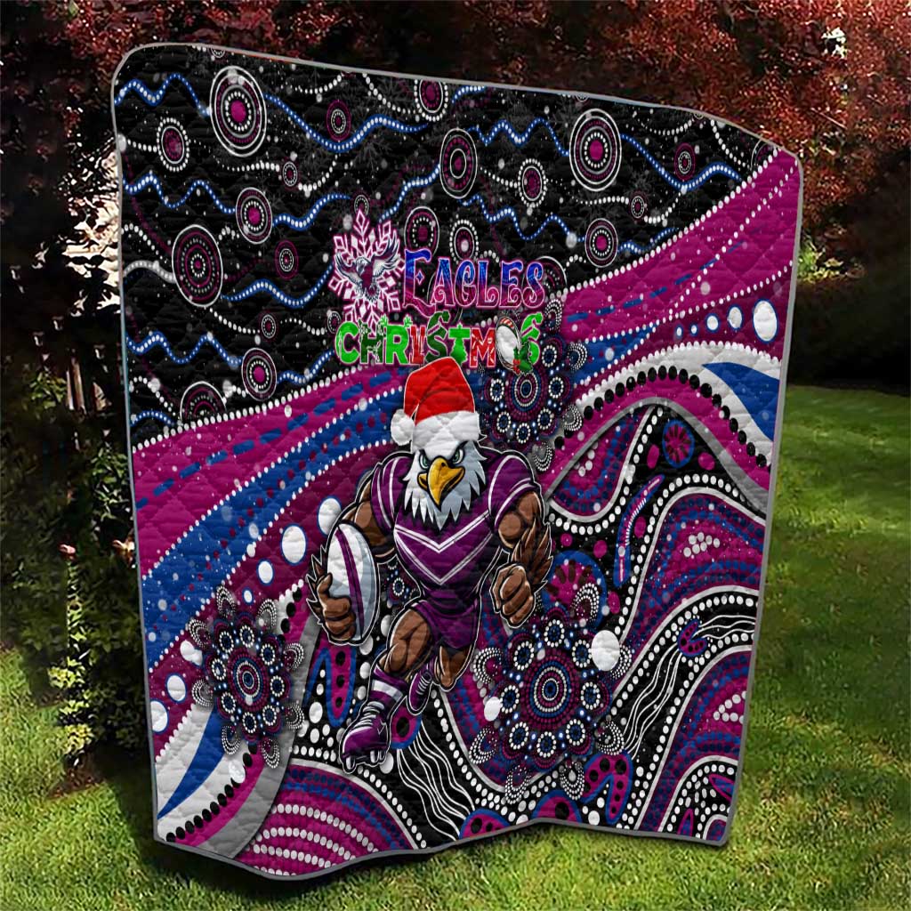 Merry Christmas Manly Warringah Sea Eagles Quilt Aboriginal Santa Rugby Mascot - Silvertails