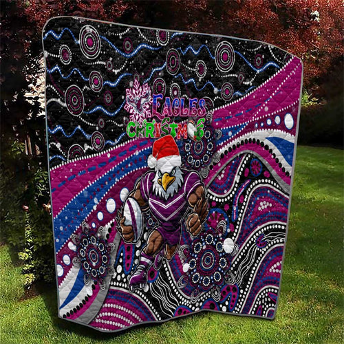 Merry Christmas Manly Warringah Sea Eagles Quilt Aboriginal Santa Rugby Mascot - Silvertails