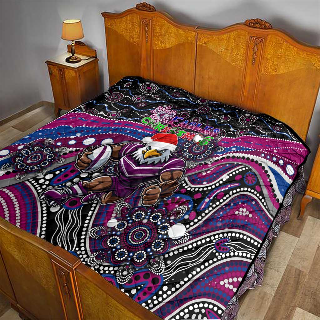 Merry Christmas Manly Warringah Sea Eagles Quilt Aboriginal Santa Rugby Mascot - Silvertails