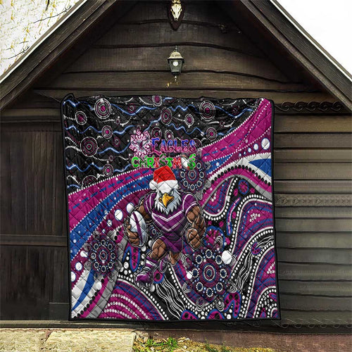 Merry Christmas Manly Warringah Sea Eagles Quilt Aboriginal Santa Rugby Mascot - Silvertails
