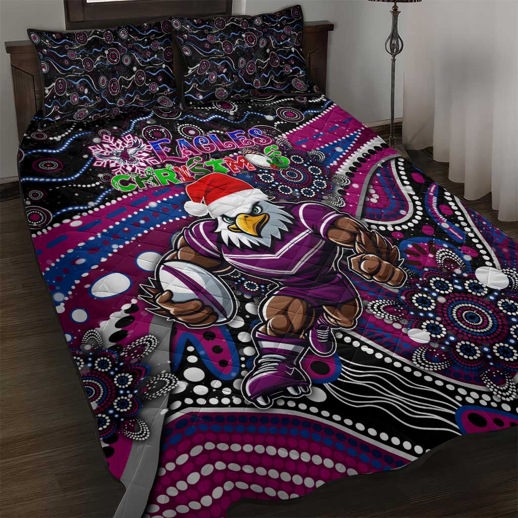 Merry Christmas Manly Warringah Sea Eagles Quilt Bed Set Aboriginal Santa Rugby Mascot - Silvertails