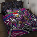 Merry Christmas Manly Warringah Sea Eagles Quilt Bed Set Aboriginal Santa Rugby Mascot - Silvertails