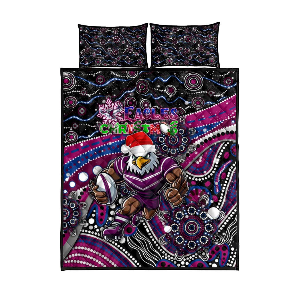 Merry Christmas Manly Warringah Sea Eagles Quilt Bed Set Aboriginal Santa Rugby Mascot - Silvertails