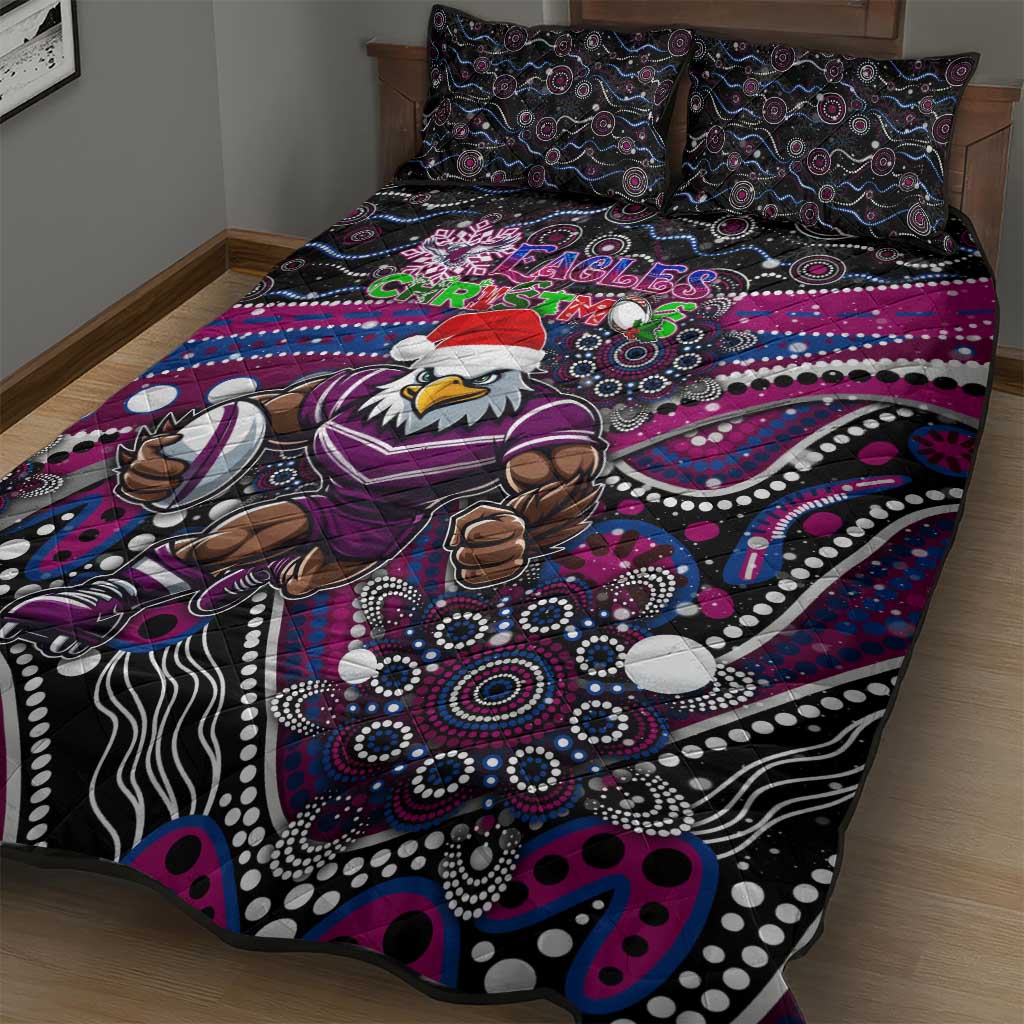 Merry Christmas Manly Warringah Sea Eagles Quilt Bed Set Aboriginal Santa Rugby Mascot - Silvertails
