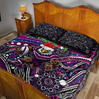 Merry Christmas Manly Warringah Sea Eagles Quilt Bed Set Aboriginal Santa Rugby Mascot - Silvertails