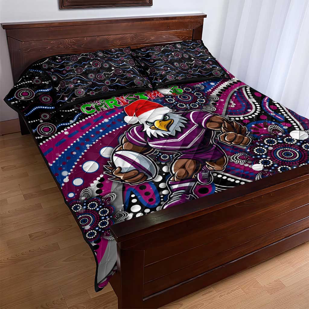 Merry Christmas Manly Warringah Sea Eagles Quilt Bed Set Aboriginal Santa Rugby Mascot - Silvertails