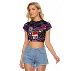 Merry Christmas Manly Warringah Sea Eagles Raglan Cropped T Shirt Aboriginal Santa Rugby Mascot - Silvertails