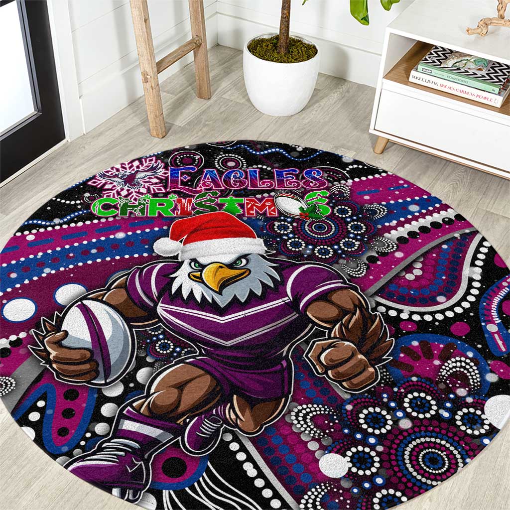 Merry Christmas Manly Warringah Sea Eagles Round Carpet Aboriginal Santa Rugby Mascot - Silvertails