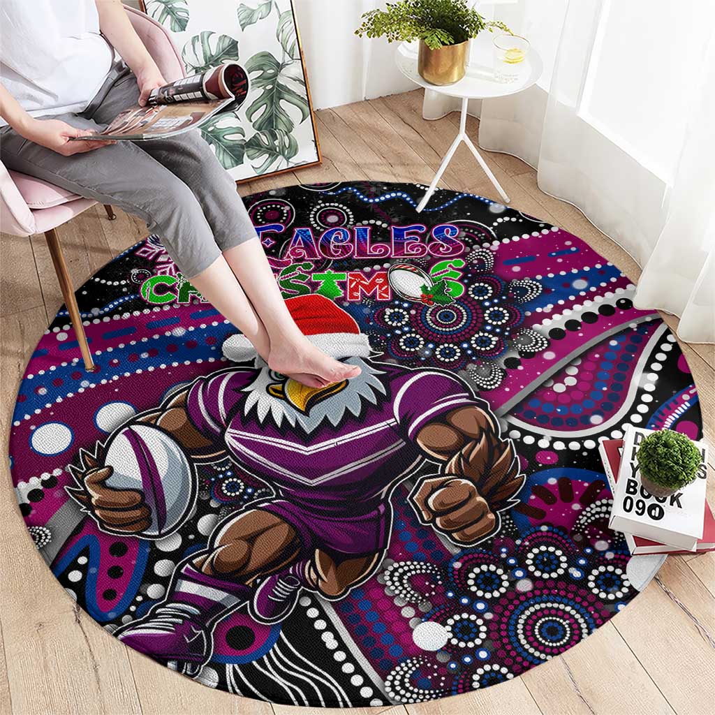 Merry Christmas Manly Warringah Sea Eagles Round Carpet Aboriginal Santa Rugby Mascot - Silvertails