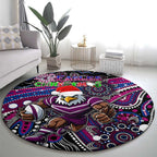Merry Christmas Manly Warringah Sea Eagles Round Carpet Aboriginal Santa Rugby Mascot - Silvertails