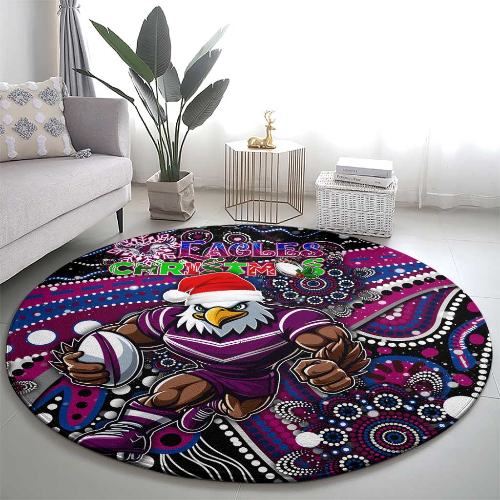 Merry Christmas Manly Warringah Sea Eagles Round Carpet Aboriginal Santa Rugby Mascot - Silvertails