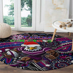 Merry Christmas Manly Warringah Sea Eagles Round Carpet Aboriginal Santa Rugby Mascot - Silvertails