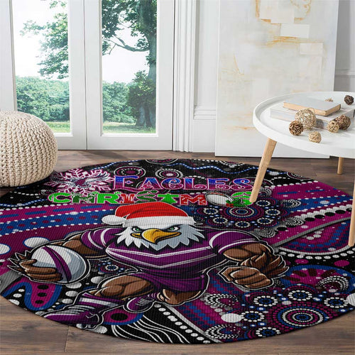 Merry Christmas Manly Warringah Sea Eagles Round Carpet Aboriginal Santa Rugby Mascot - Silvertails