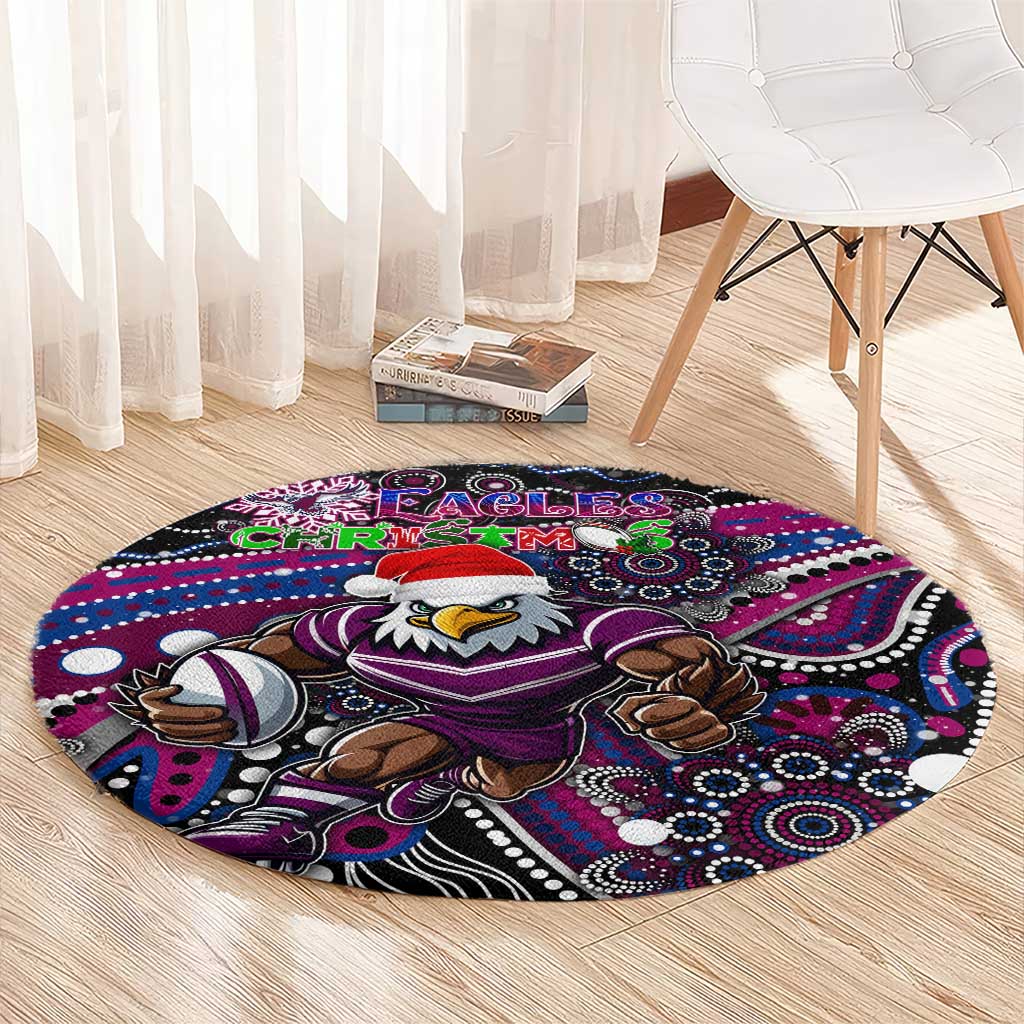 Merry Christmas Manly Warringah Sea Eagles Round Carpet Aboriginal Santa Rugby Mascot - Silvertails