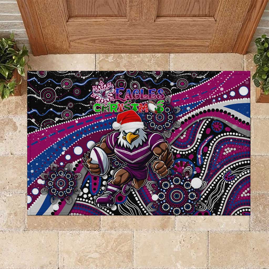 Merry Christmas Manly Warringah Sea Eagles Rubber Doormat Aboriginal Santa Rugby Mascot - Silvertails