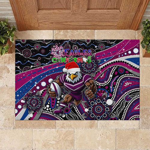 Merry Christmas Manly Warringah Sea Eagles Rubber Doormat Aboriginal Santa Rugby Mascot - Silvertails