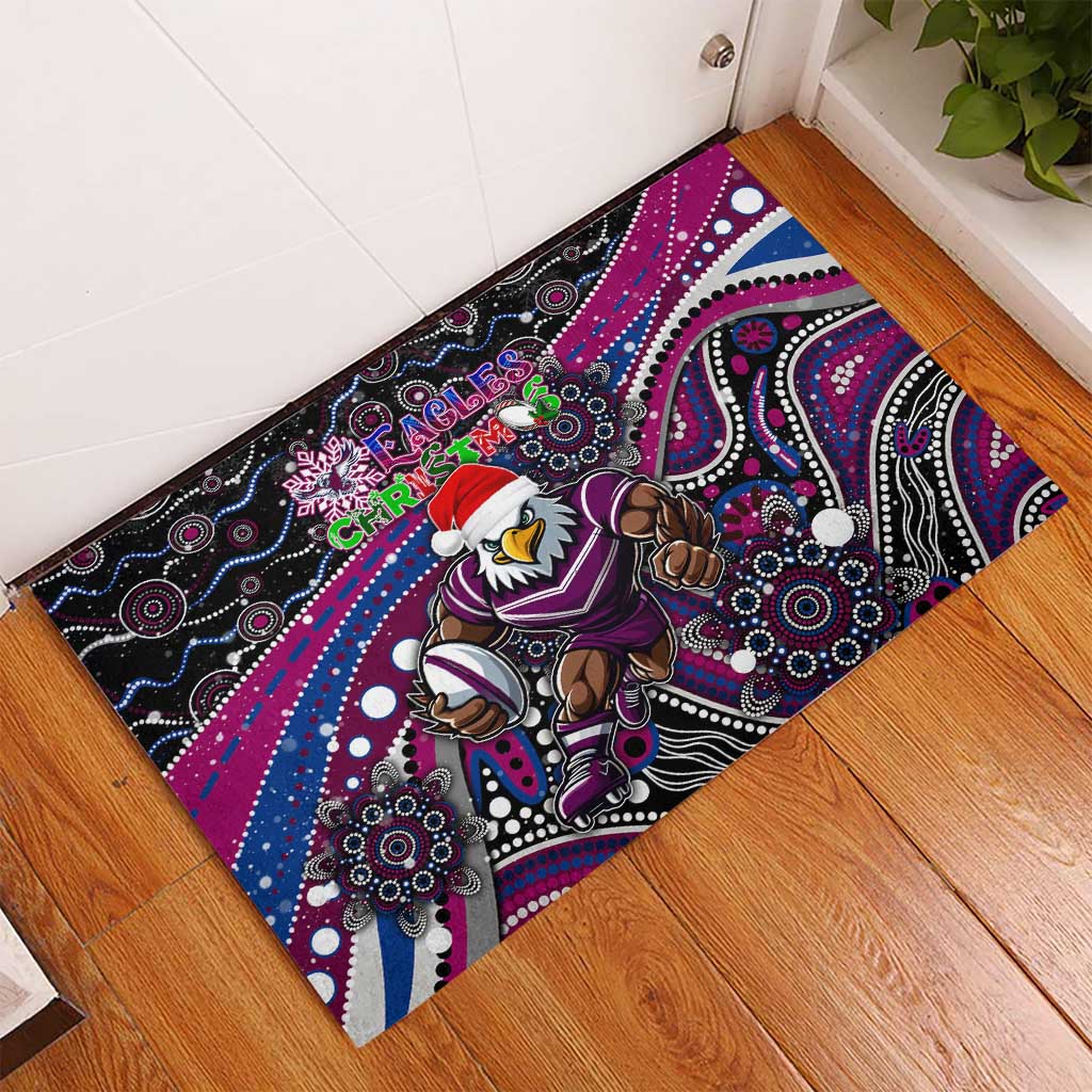 Merry Christmas Manly Warringah Sea Eagles Rubber Doormat Aboriginal Santa Rugby Mascot - Silvertails