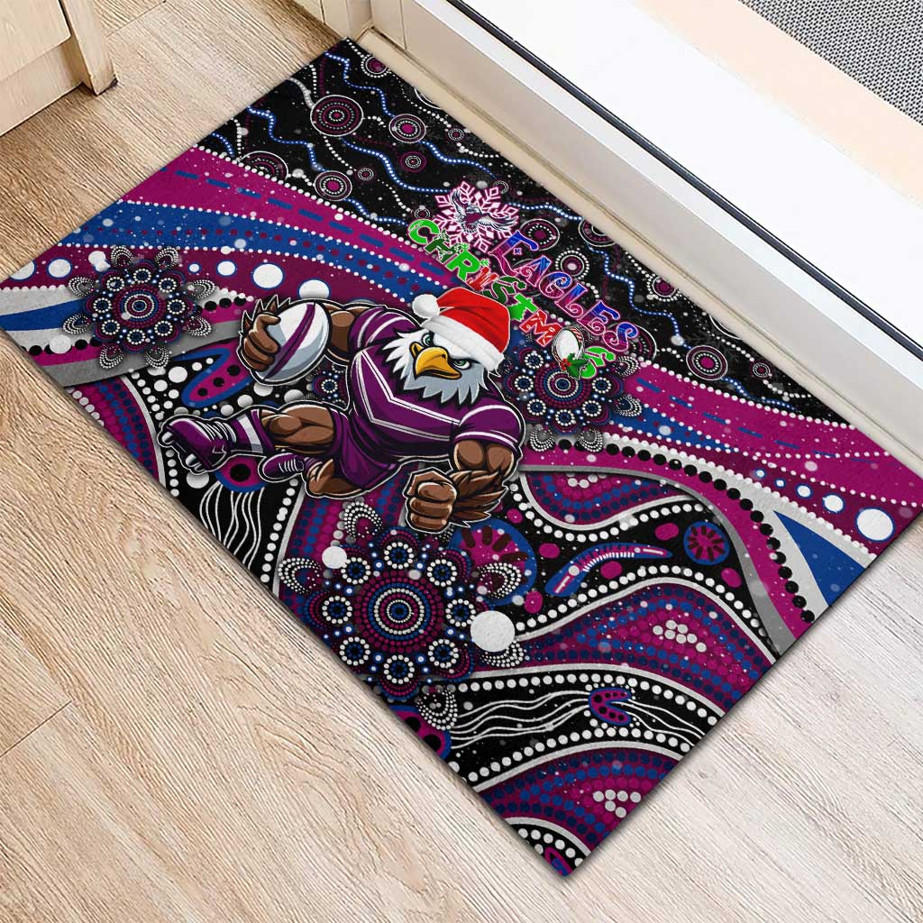 Merry Christmas Manly Warringah Sea Eagles Rubber Doormat Aboriginal Santa Rugby Mascot - Silvertails