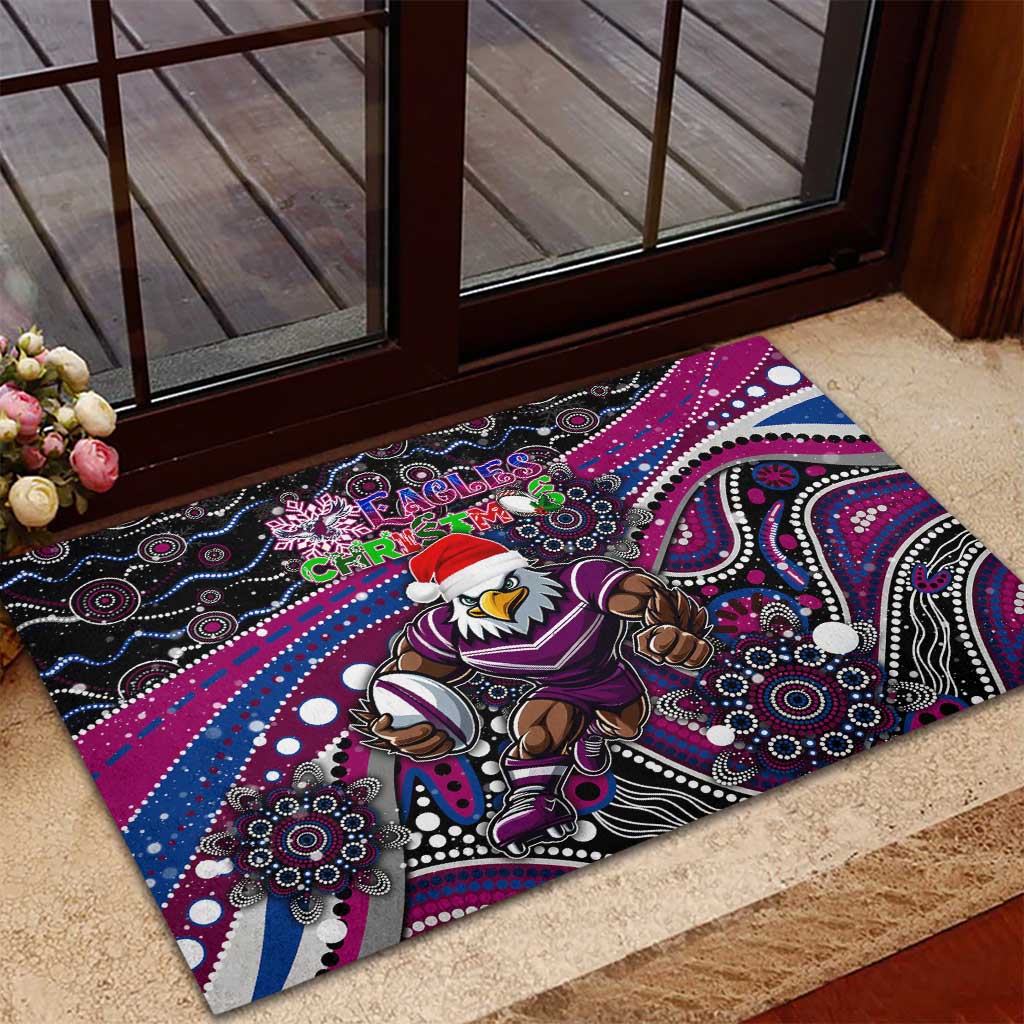 Merry Christmas Manly Warringah Sea Eagles Rubber Doormat Aboriginal Santa Rugby Mascot - Silvertails