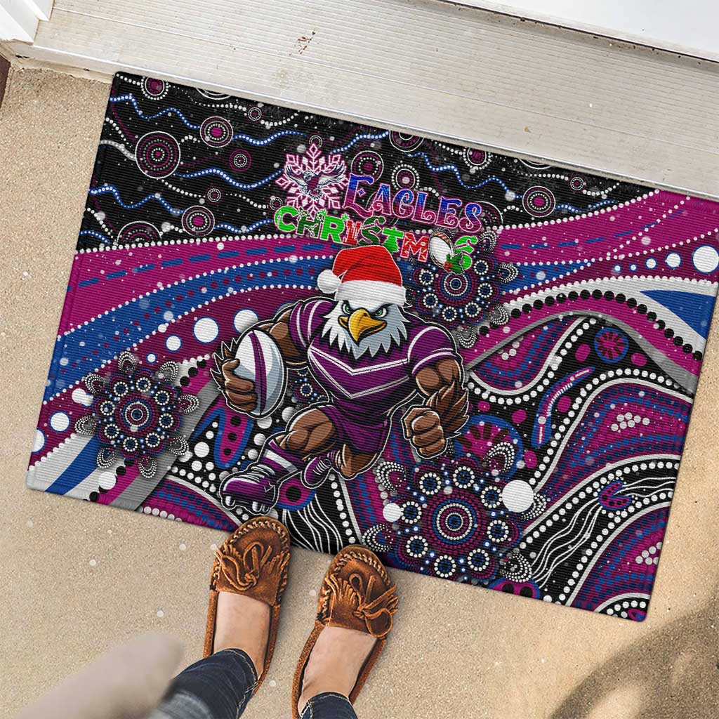 Merry Christmas Manly Warringah Sea Eagles Rubber Doormat Aboriginal Santa Rugby Mascot - Silvertails