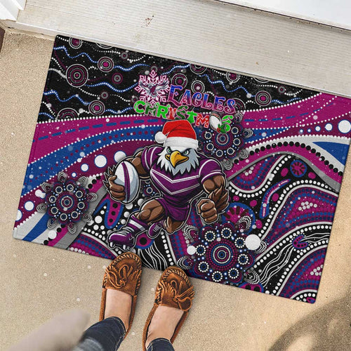 Merry Christmas Manly Warringah Sea Eagles Rubber Doormat Aboriginal Santa Rugby Mascot - Silvertails