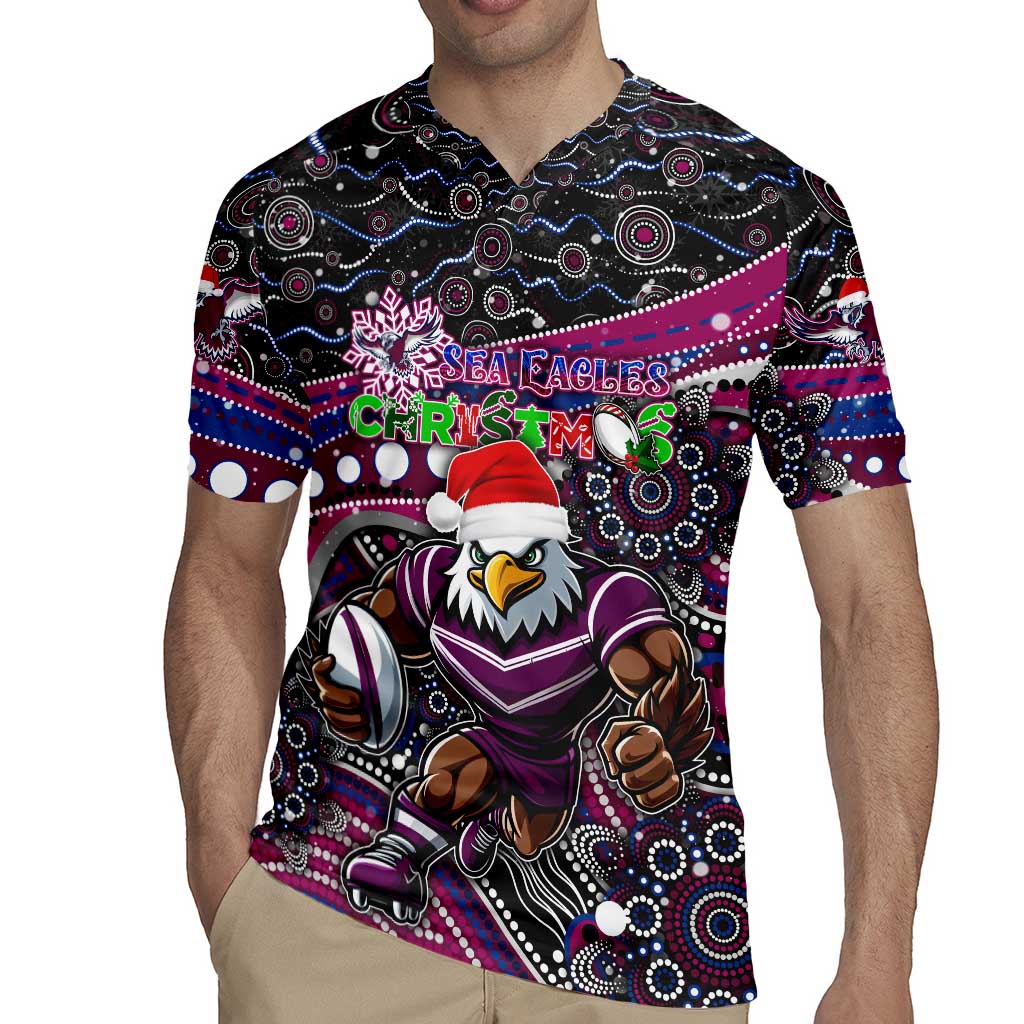 Merry Christmas Manly Warringah Sea Eagles Rugby Jersey Aboriginal Santa Rugby Mascot - Silvertails