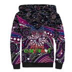 Merry Christmas Manly Warringah Sea Eagles Sherpa Hoodie Aboriginal Santa Rugby Mascot - Silvertails