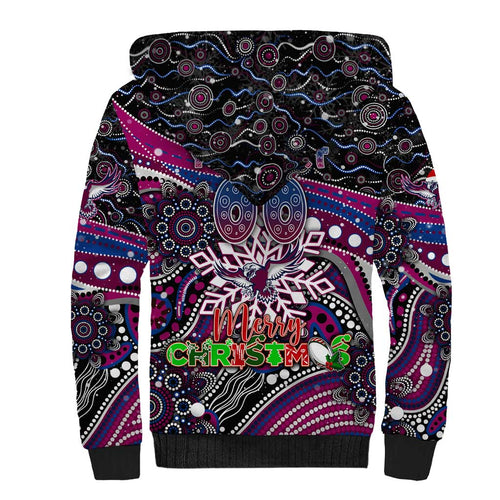 Merry Christmas Manly Warringah Sea Eagles Sherpa Hoodie Aboriginal Santa Rugby Mascot - Silvertails