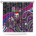 Merry Christmas Manly Warringah Sea Eagles Shower Curtain Aboriginal Santa Rugby Mascot - Silvertails