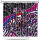 Merry Christmas Manly Warringah Sea Eagles Shower Curtain Aboriginal Santa Rugby Mascot - Silvertails