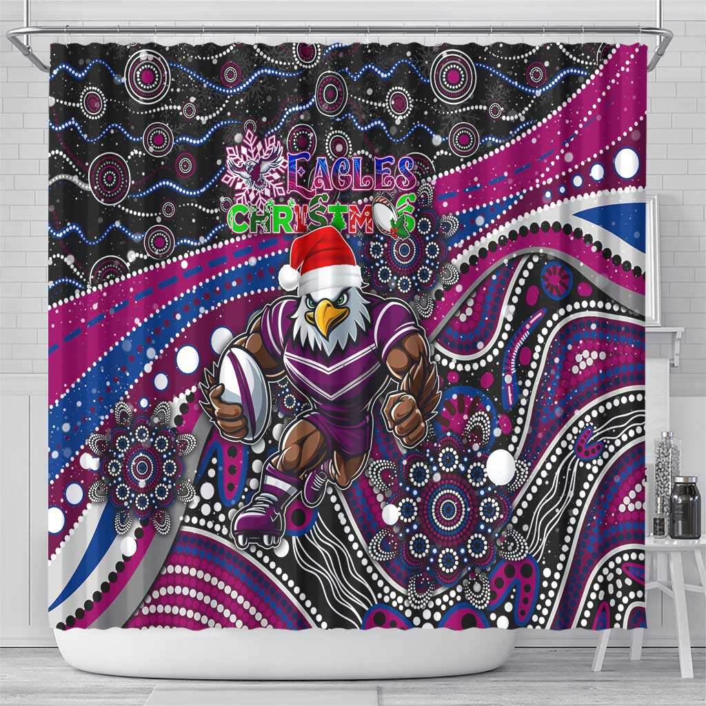 Merry Christmas Manly Warringah Sea Eagles Shower Curtain Aboriginal Santa Rugby Mascot - Silvertails