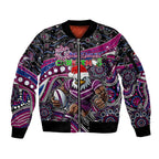 Merry Christmas Manly Warringah Sea Eagles Sleeve Zip Bomber Jacket Aboriginal Santa Rugby Mascot - Silvertails