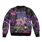 Merry Christmas Manly Warringah Sea Eagles Sleeve Zip Bomber Jacket Aboriginal Santa Rugby Mascot - Silvertails