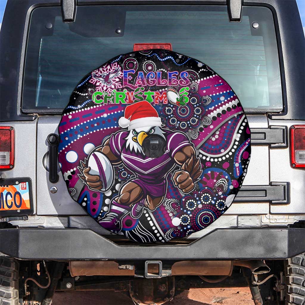 Merry Christmas Manly Warringah Sea Eagles Spare Tire Cover Aboriginal Santa Rugby Mascot - Silvertails