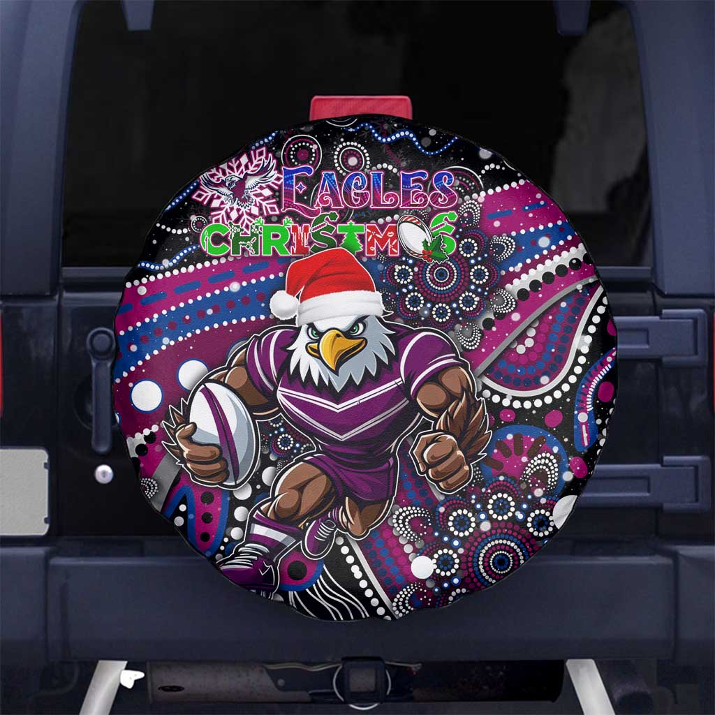 Merry Christmas Manly Warringah Sea Eagles Spare Tire Cover Aboriginal Santa Rugby Mascot - Silvertails