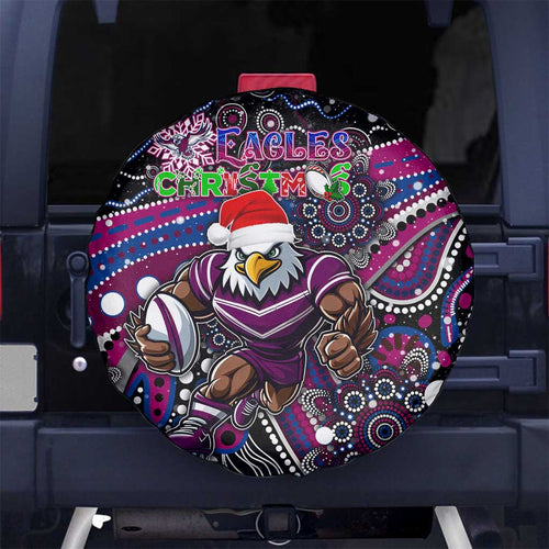 Merry Christmas Manly Warringah Sea Eagles Spare Tire Cover Aboriginal Santa Rugby Mascot - Silvertails