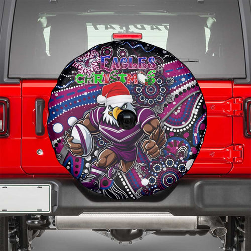 Merry Christmas Manly Warringah Sea Eagles Spare Tire Cover Aboriginal Santa Rugby Mascot - Silvertails