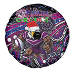 Merry Christmas Manly Warringah Sea Eagles Spare Tire Cover Aboriginal Santa Rugby Mascot - Silvertails