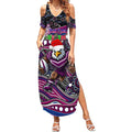 Merry Christmas Manly Warringah Sea Eagles Summer Maxi Dress Aboriginal Santa Rugby Mascot - Silvertails