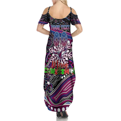 Merry Christmas Manly Warringah Sea Eagles Summer Maxi Dress Aboriginal Santa Rugby Mascot - Silvertails