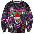 Merry Christmas Manly Warringah Sea Eagles Sweatshirt Aboriginal Santa Rugby Mascot - Silvertails