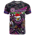 Merry Christmas Manly Warringah Sea Eagles T Shirt Aboriginal Santa Rugby Mascot - Silvertails