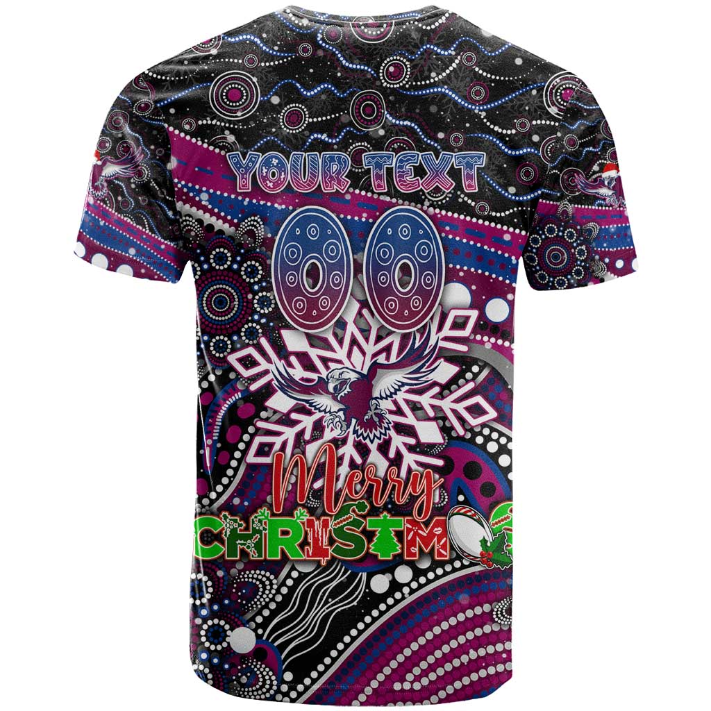 Merry Christmas Manly Warringah Sea Eagles T Shirt Aboriginal Santa Rugby Mascot - Silvertails