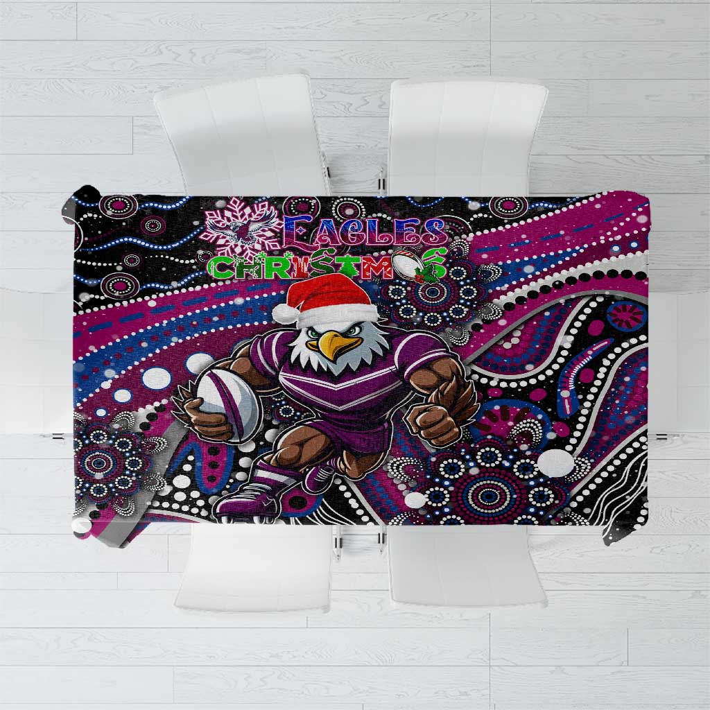Merry Christmas Manly Warringah Sea Eagles Tablecloth Aboriginal Santa Rugby Mascot - Silvertails