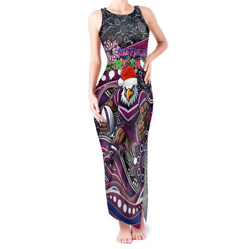 Merry Christmas Manly Warringah Sea Eagles Tank Maxi Dress Aboriginal Santa Rugby Mascot - Silvertails