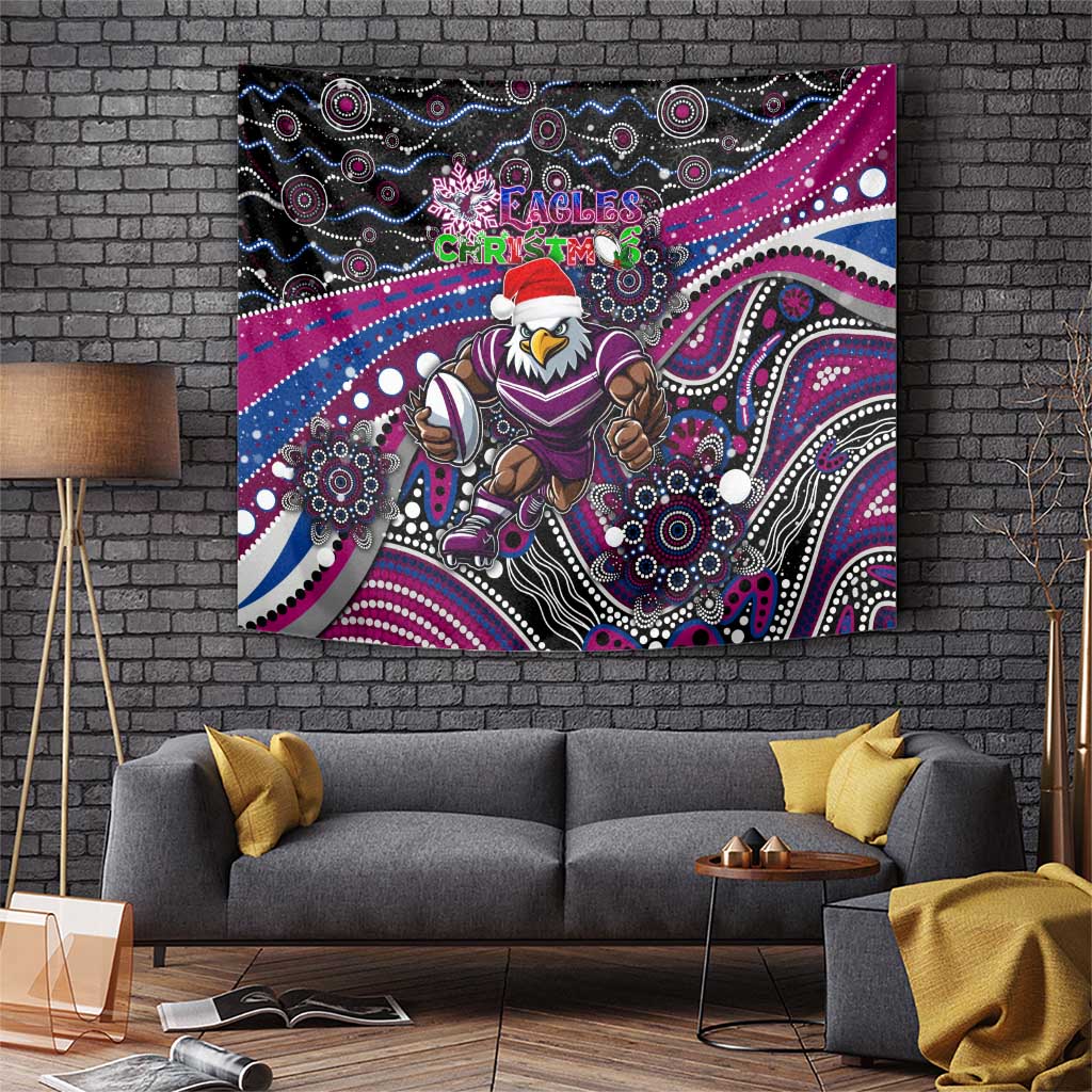 Merry Christmas Manly Warringah Sea Eagles Tapestry Aboriginal Santa Rugby Mascot - Silvertails