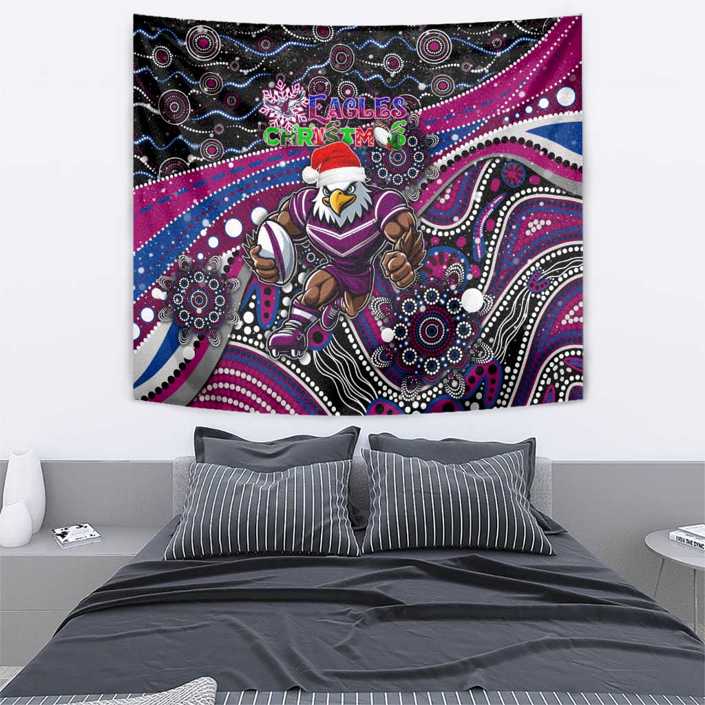 Merry Christmas Manly Warringah Sea Eagles Tapestry Aboriginal Santa Rugby Mascot - Silvertails